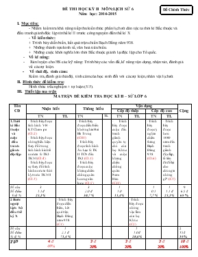 Đề thi học kỳ II môn Lịch sử 6 năm học 2014-2015
